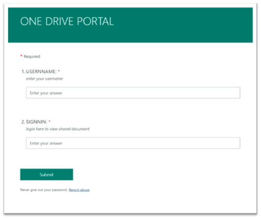 OneDrive Phishing Portal Example