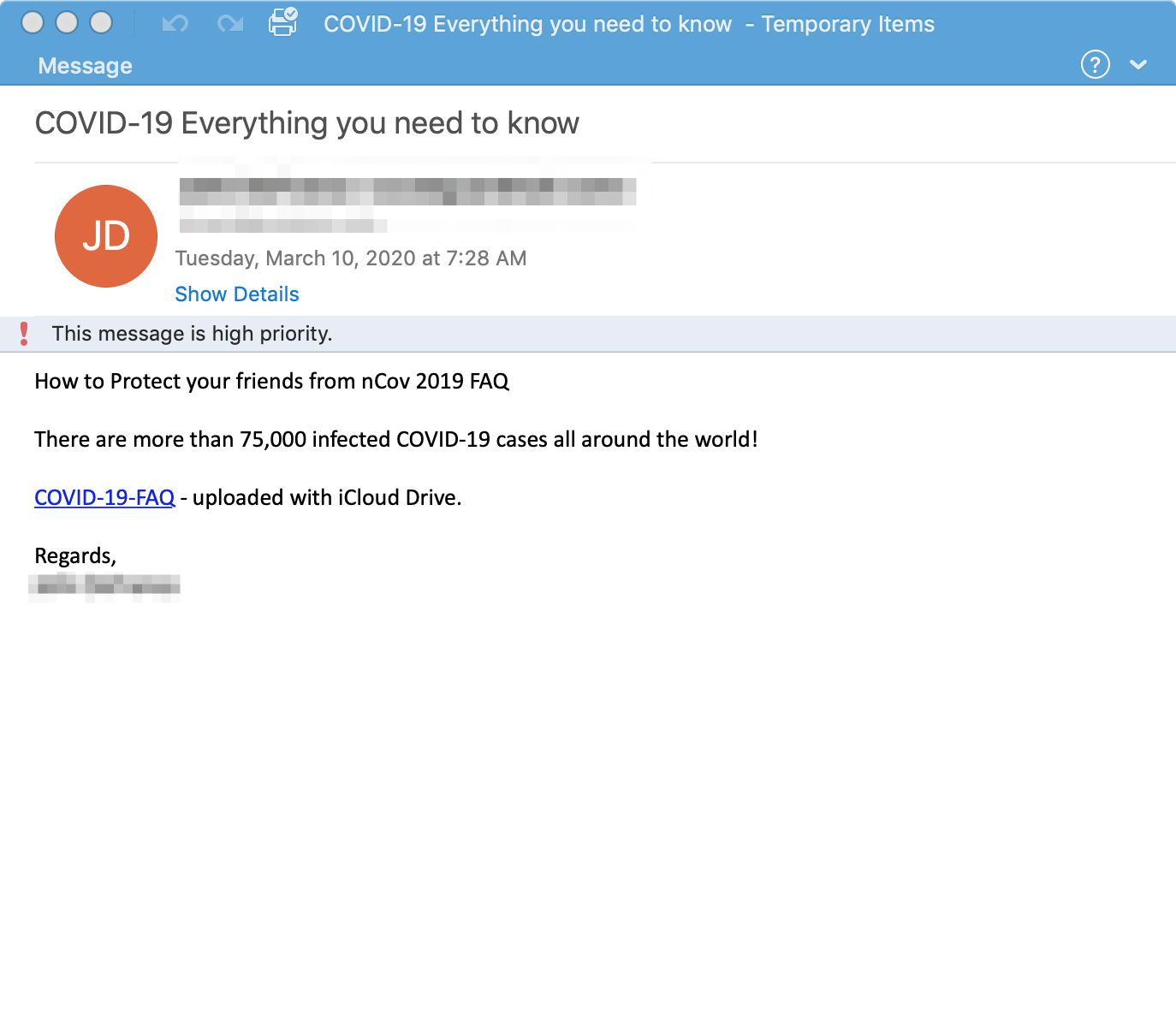Ta505 Covid Phishing Email Example