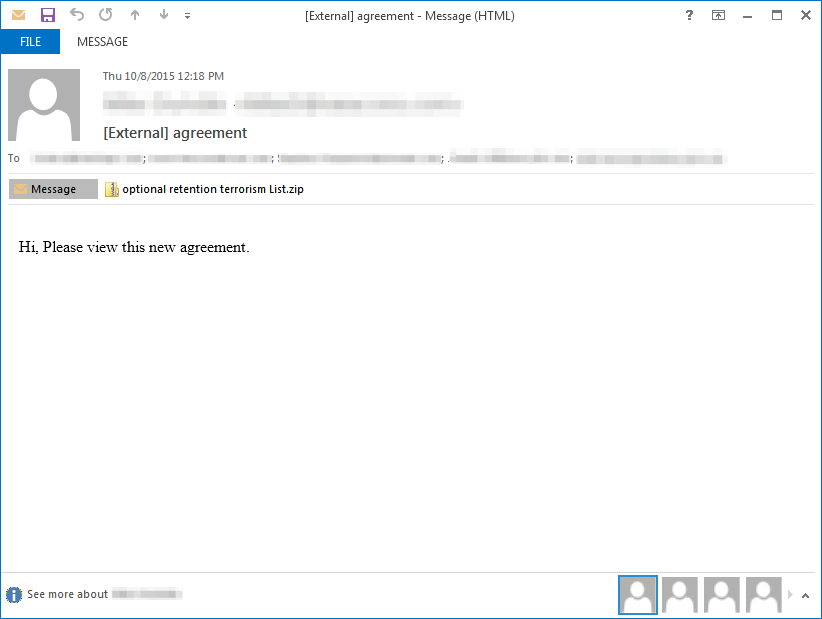 Dyre Malware Phishing Email Example