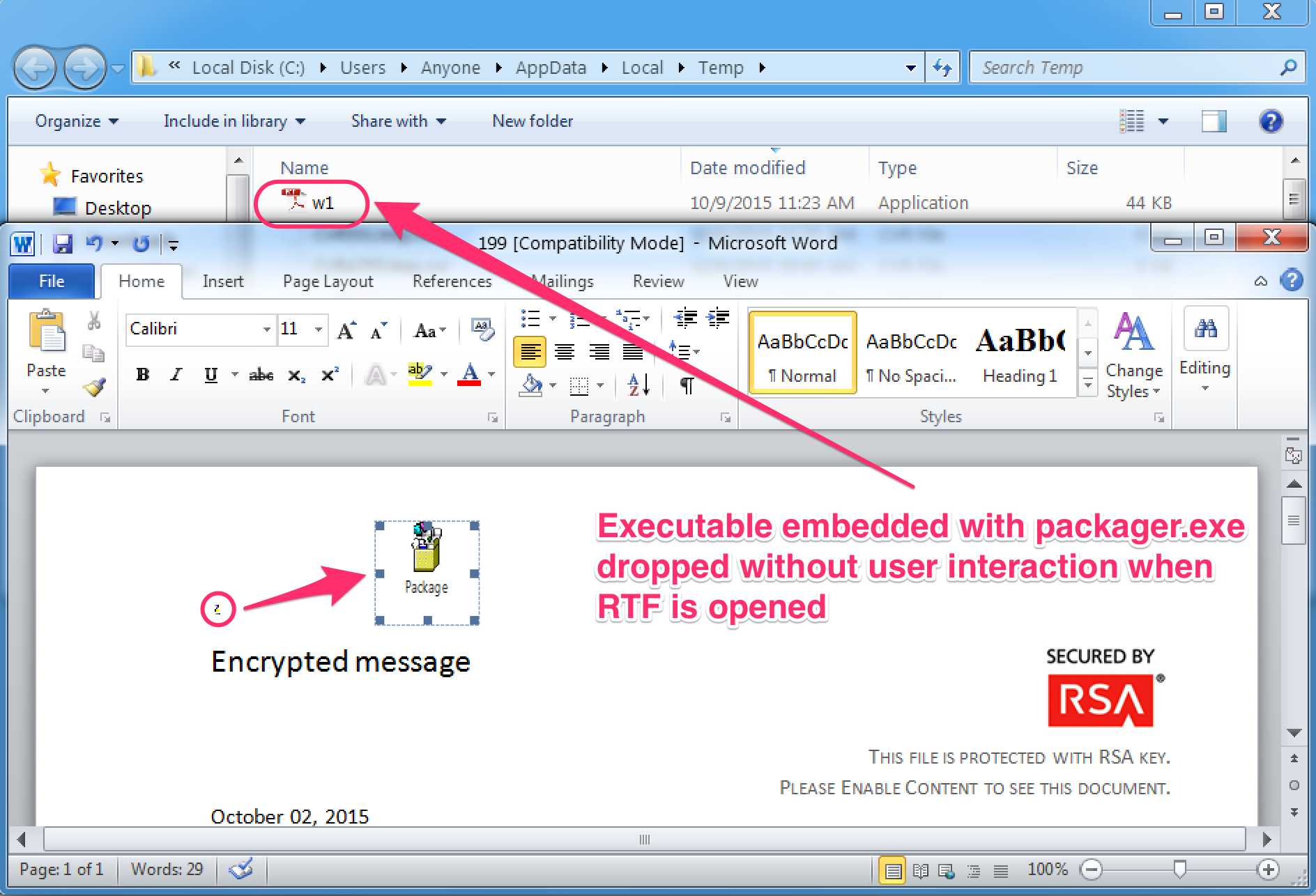 Dyre Malware Embedded Executable File