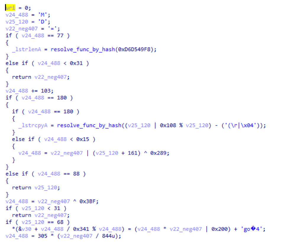 x86 version of malware contains more instances of junk code