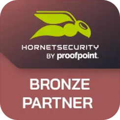 Hornetsecurity by Proofpoint bronze partner certification badge.