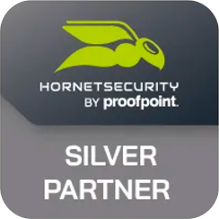 Hornetsecurity by Proofpoint silver partner certification badge.