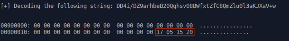 Decoded 9002 traffic sent to its C and C showing hardcoded value