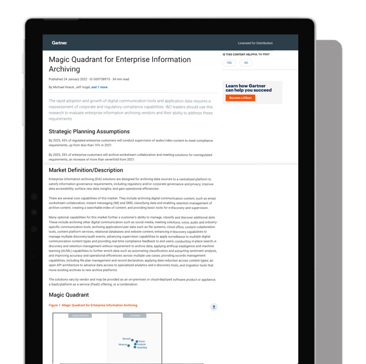 2022 Magic Quadrant for Enterprise Information Archiving
