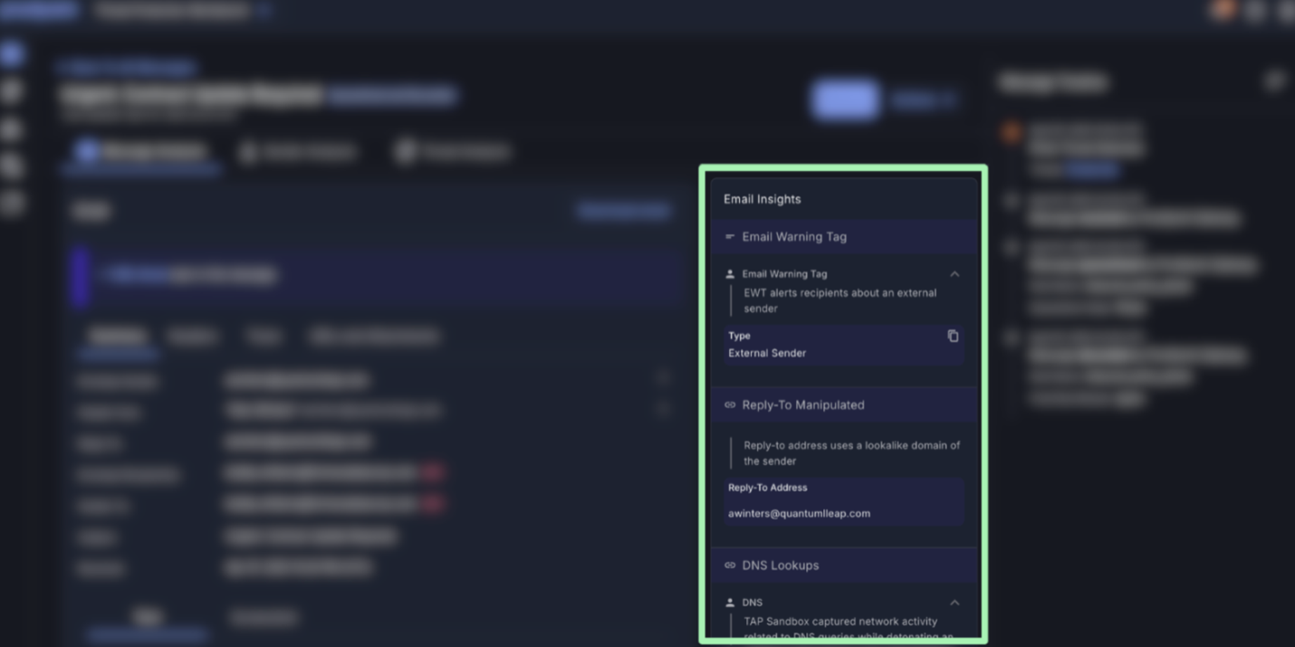 Threat summary powered by Nexus Generative AI in Proofpoint Threat Protection Workbench.