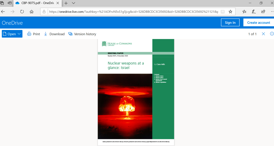Microsoft OneDrive TA453 Doc: Nuclear weapons at a glance: Israel