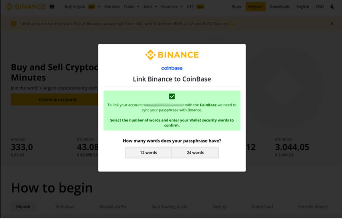 Binance Credential Capture Page
