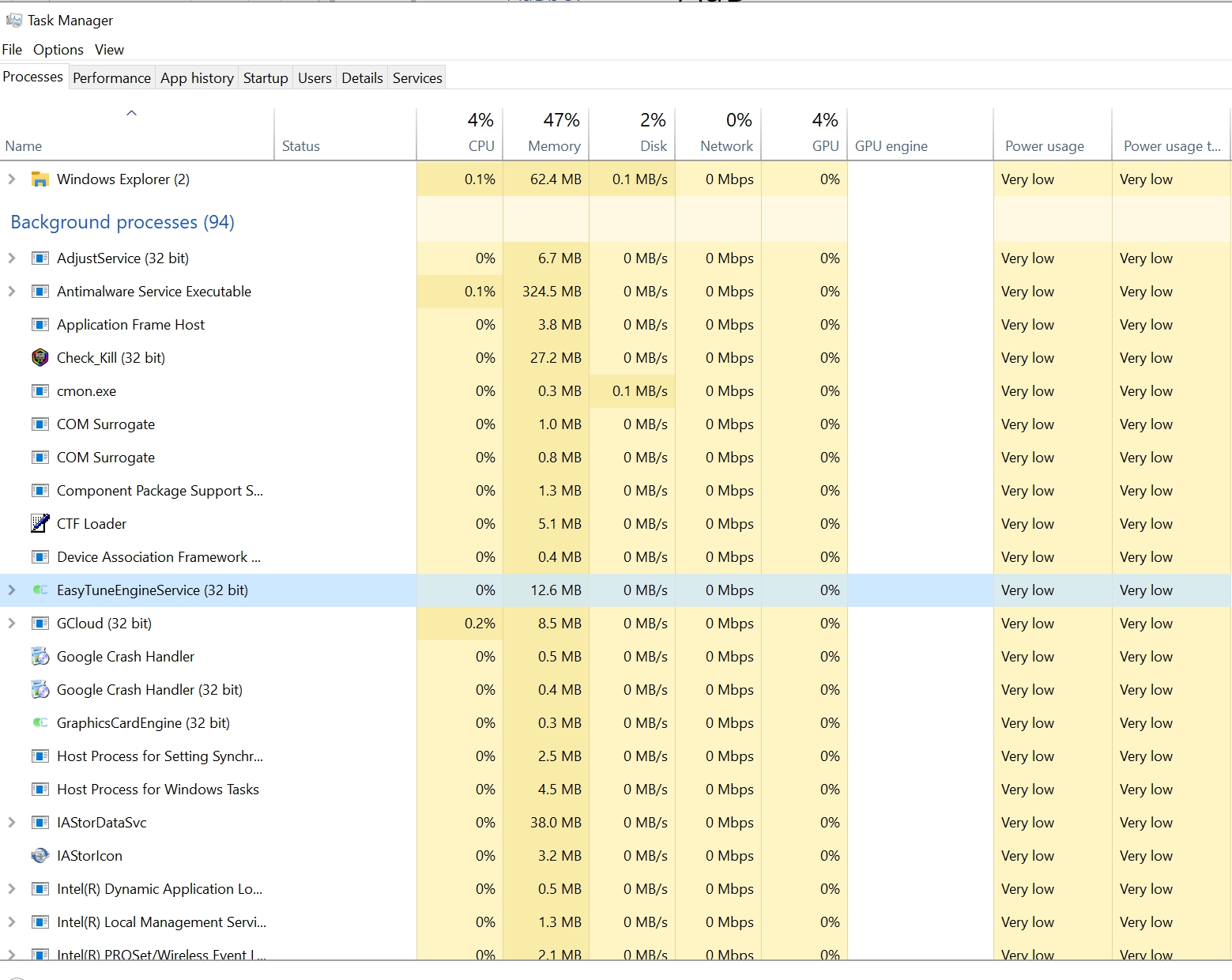 Exemple de keylogger dans le gestionnaire de tâches de Windows