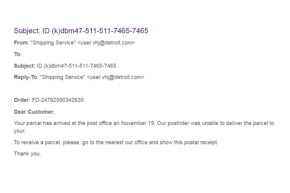 Beispiel für eine Email mit Phishing-Anhang