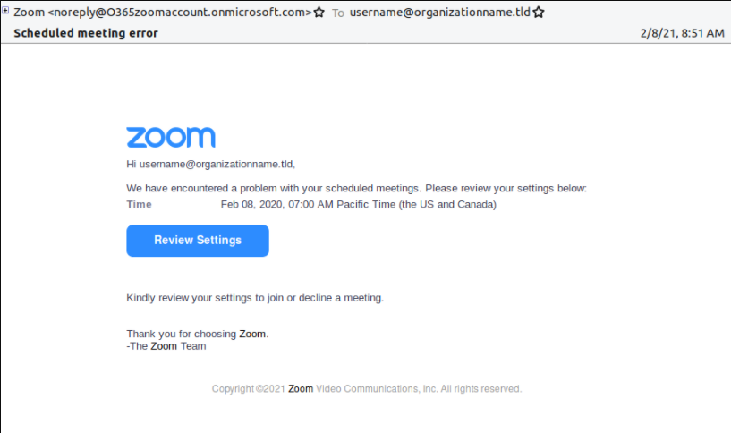 Fake Zoom phishing campaign from Microsoft exploitation