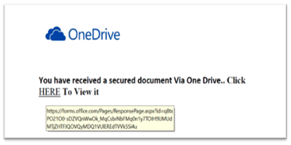 Faux portail OneDrive dans une attaque de phishing