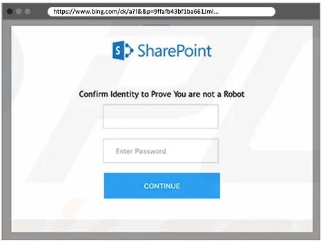 Decoded QR code redirecting to an example SharePoint phishing page