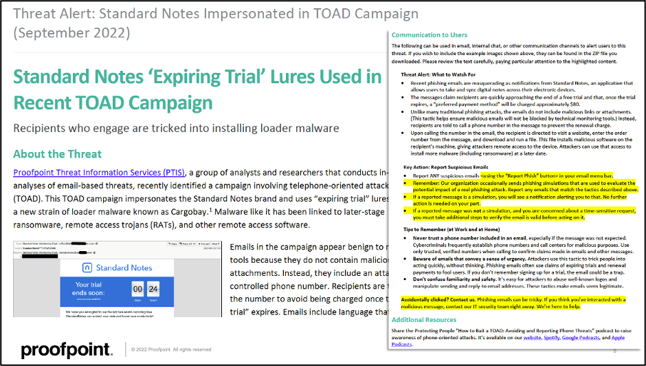 Proofpoint Threat Tipper report is based on shared, internal threat intelligence 