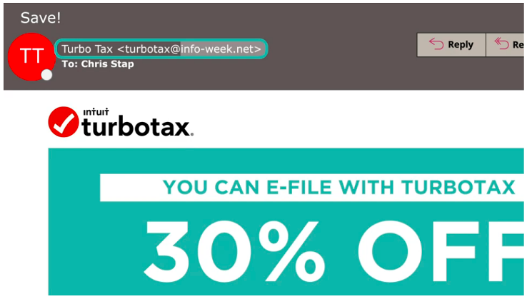 TurboTax Phishing Email Example