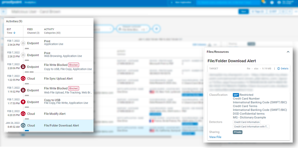 DLP Alerts in the Proofpoint Information and Security Platform