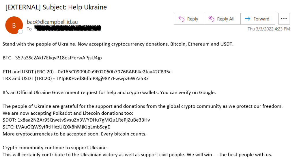 Cryptocurrency Donation Fraud