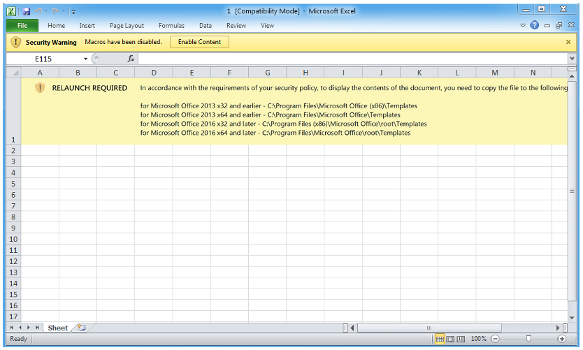 Excel attachment observed since November 2