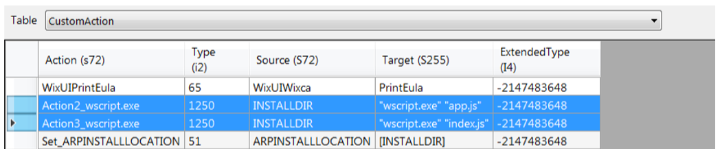 execution of scripts by the MSI