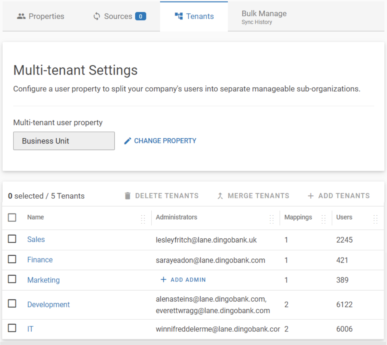 Multitenant Admin UI