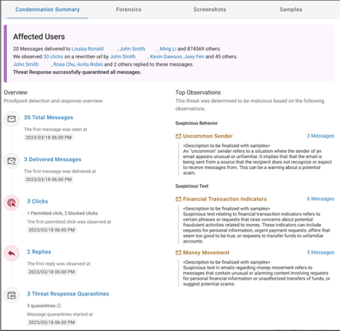 Executive Summary and Condemnation Summary included in TAP dashboard