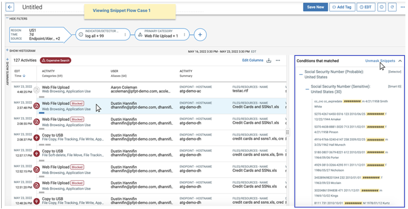 Masking of social security numbers in the Proofpoint Information Protection platform