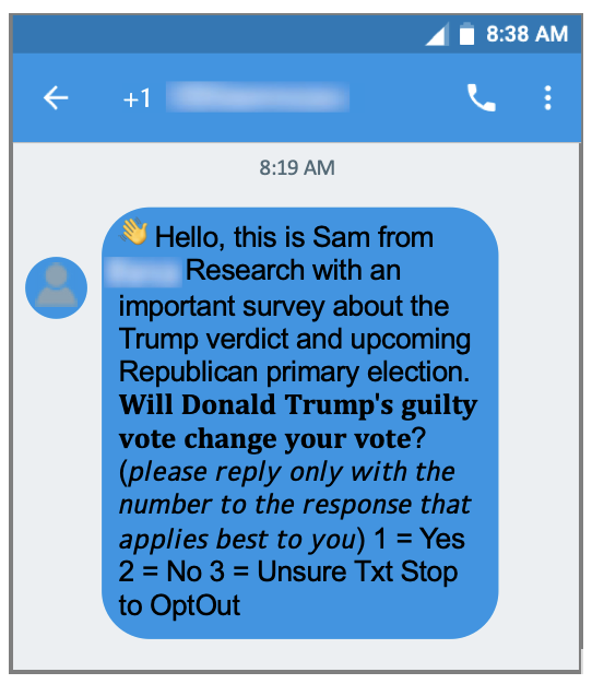 A sample of a Top 10 by volume, unwanted political message after the guilty verdict.