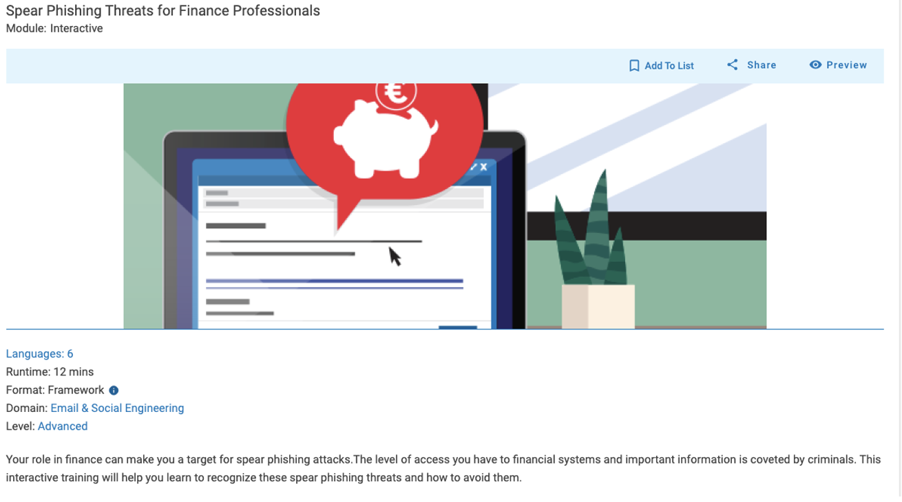 Educational Module from Proofpoint Security Awareness