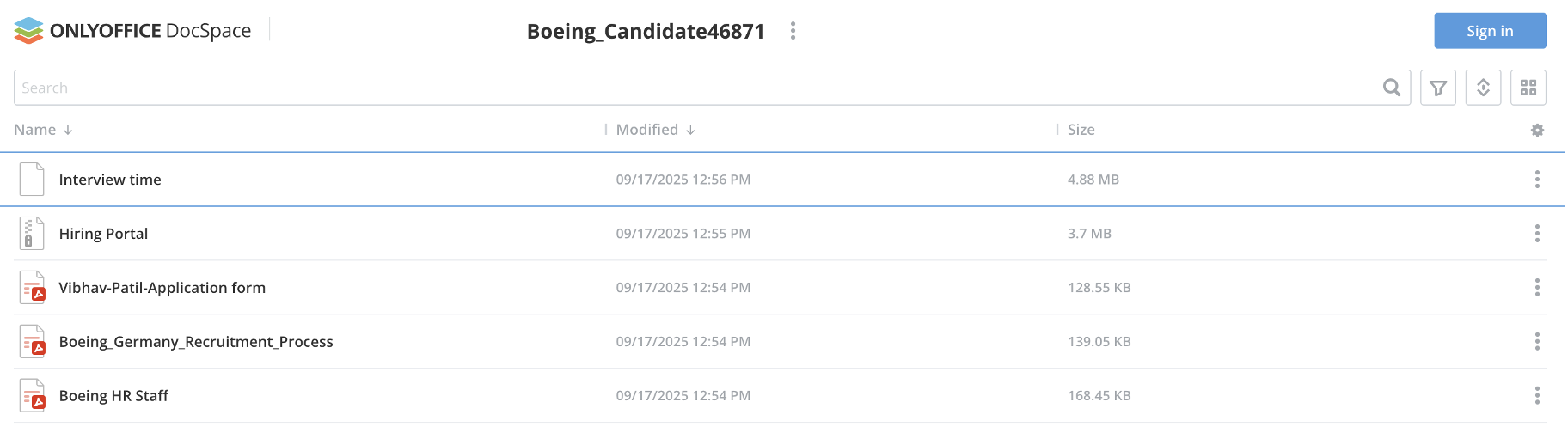 شکل ۱۵: فایل‌های میزبانی شده در URL OnlyOffice