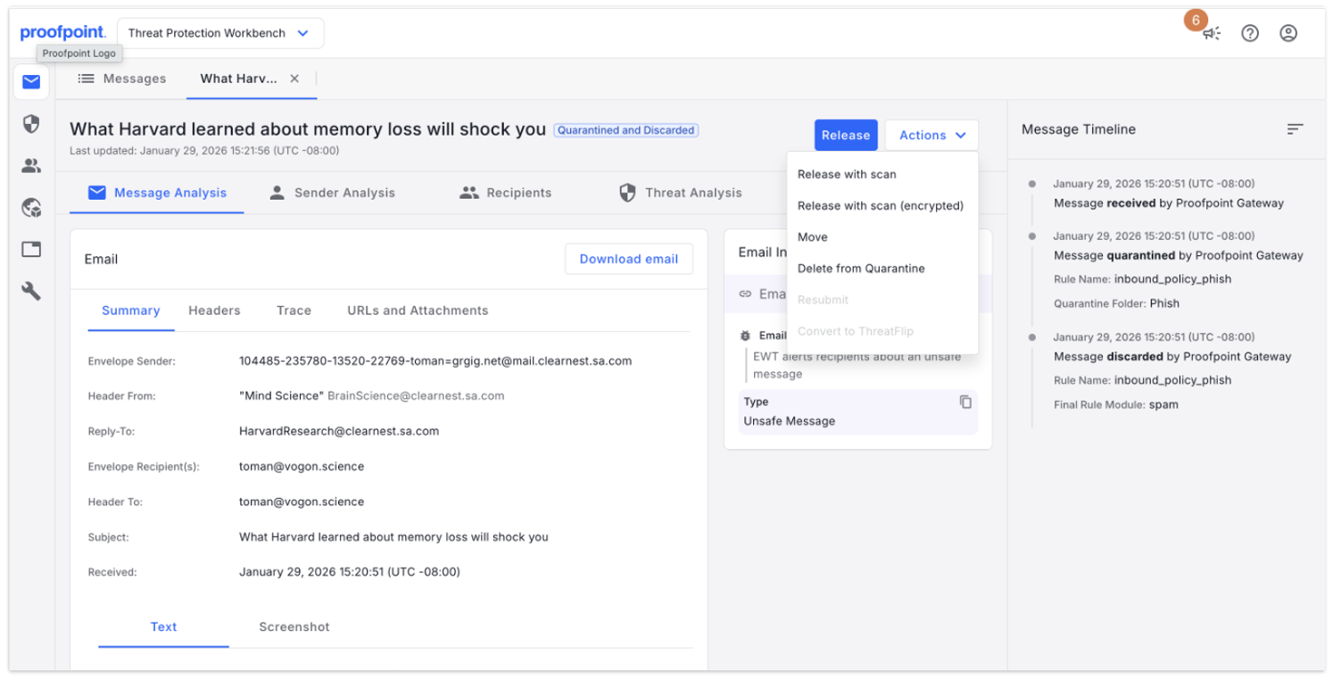 AI ThreatFlip Workflow transforms malicious emails into phishing simulations.