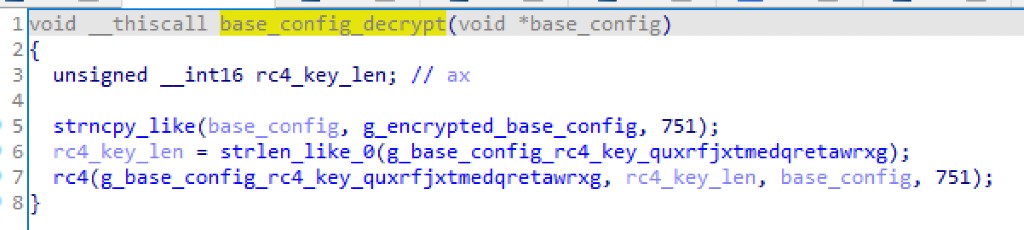 Exemple d’une fonction de déchiffrage BaseConfig dans une version de ZLoader
