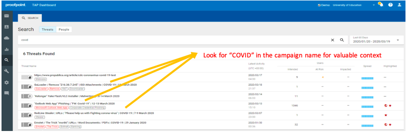 Using Proofpoint TAP for COVID19 Cyber Attack Protection