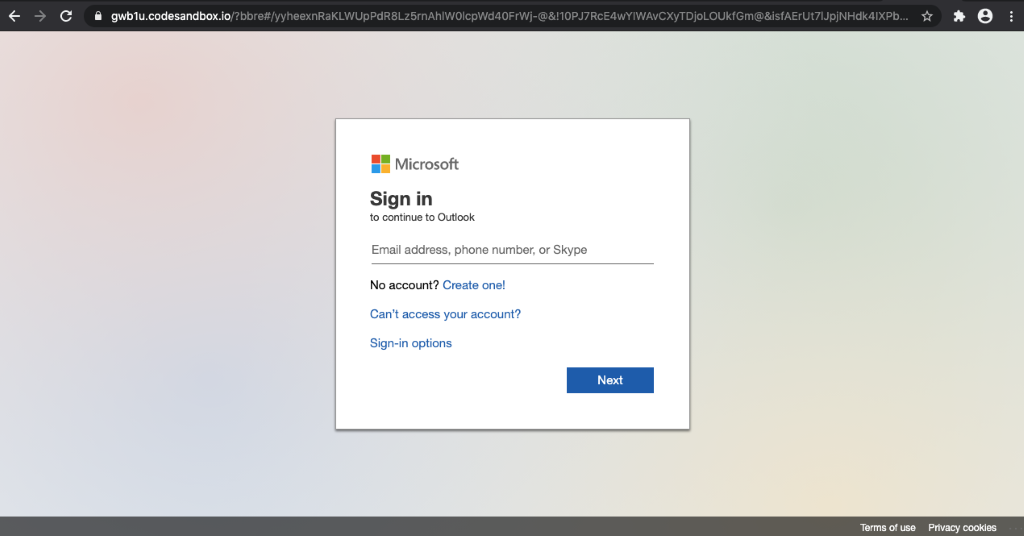 Microsoft credential phishing
