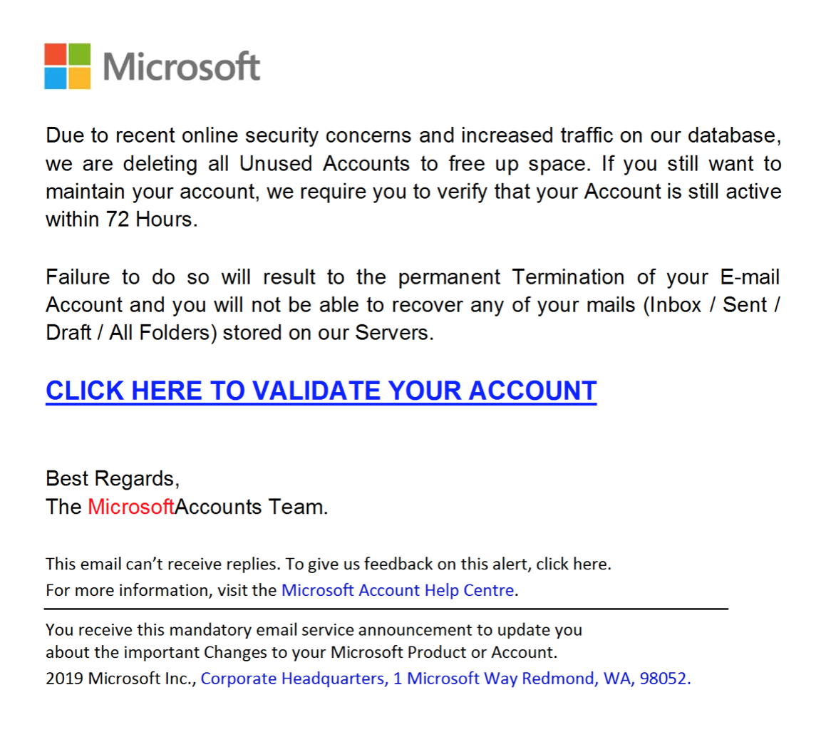 Phishing Alert: New Scam Threatens to Terminate Your Outlook Account, Information Technology