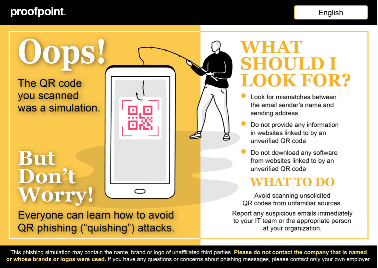 Sample of Proofpoint ‘Teachable Moment’