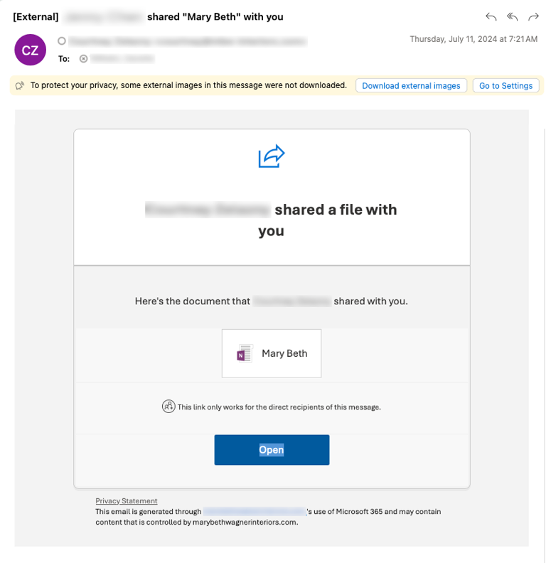 A shared file that contains a malicious payload.