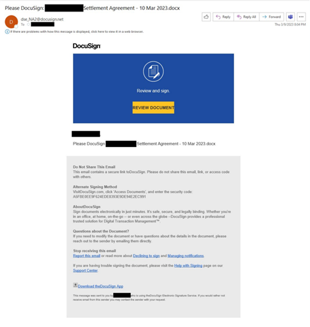 Ejemplo de amenaza de phishing enviada a usuarios objetivo por atacantes, usando suplantación de marca