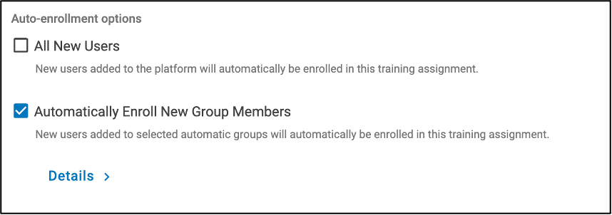 Opción de autoinscripción de nuevos usuarios en la asignación