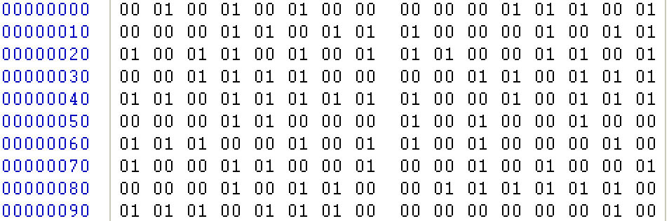 The 'v1V' file contains only bytes 0x00 and 0x01