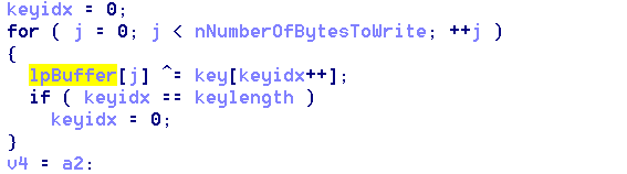 XOR algorithm used in newer versions to decrypt downloaded executables