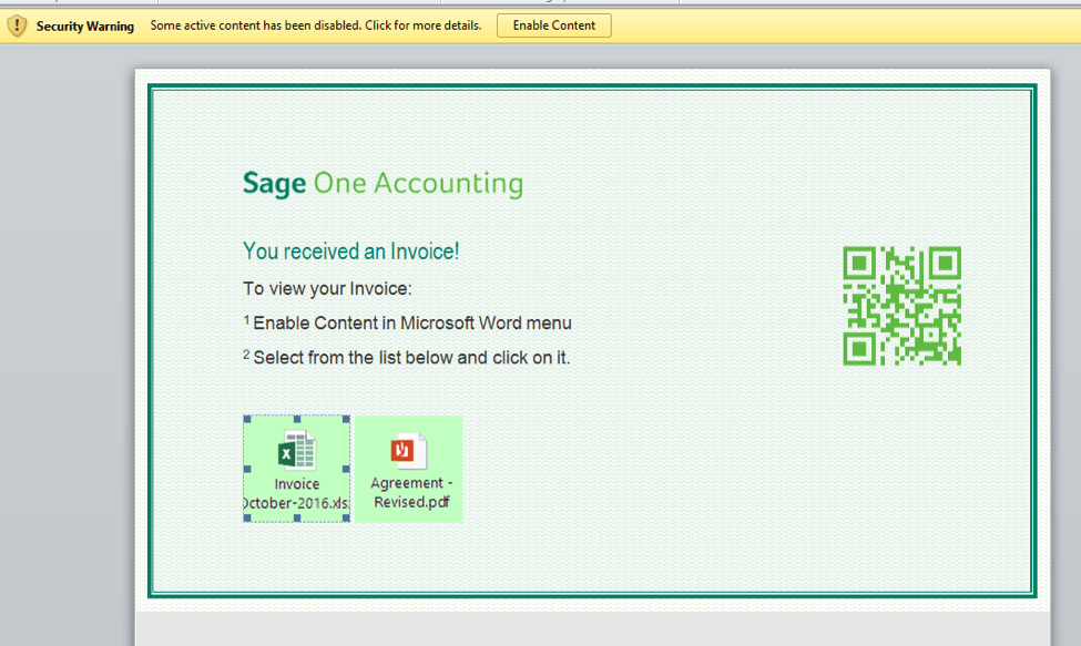 Malicious document attachment with clickable embedded images