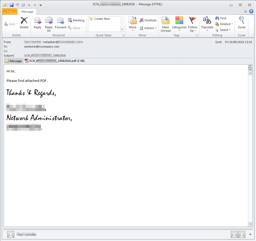 Message sample with PDF attachment with embedded .iqy file