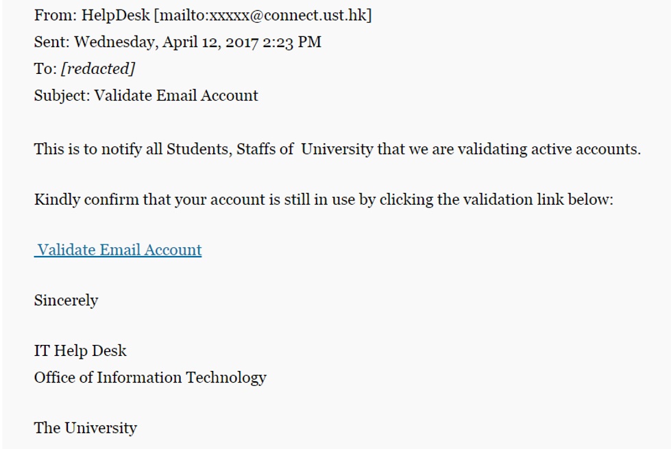 Exemple d'email de phishing