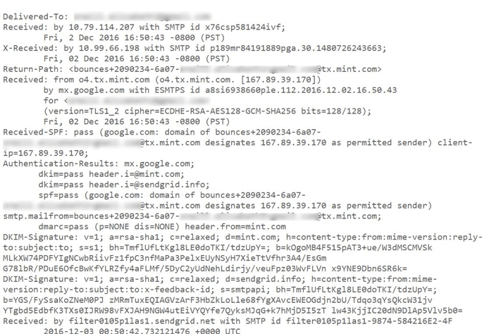 Email technical hidden header