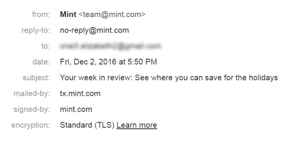 Email visible header