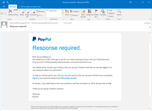 Example of Email Spoofing