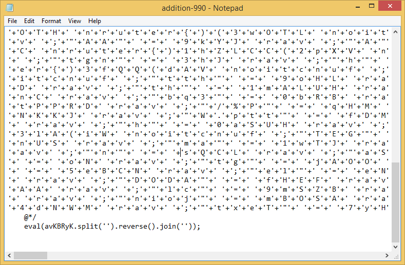 Obfuscated JavaScript attachment